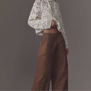 Anthropologie Pilcro camel barrel leg pants